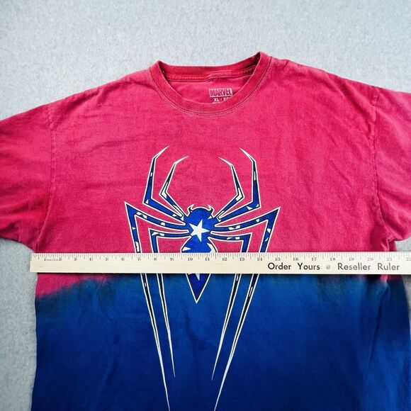 Marvel Spiderman T-Shirt Red Blue Ombre Crewneck Short Sleeve Skater Comic - Picture 8 of 13